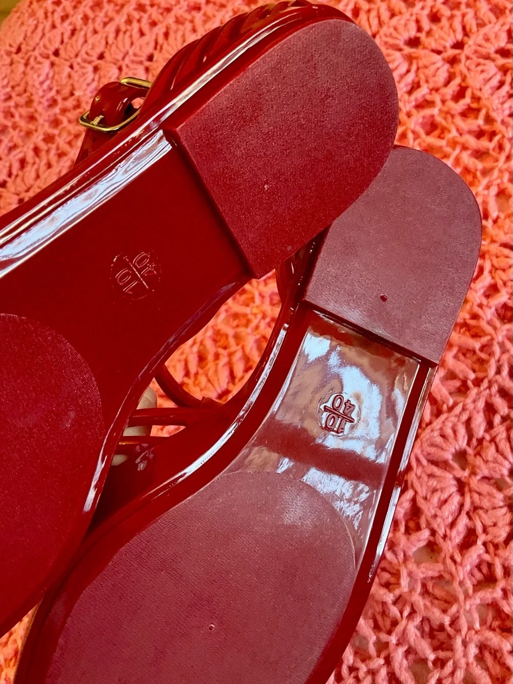Jeffrey Campbell Red Patent Strappy Pointed Flats with Ankle Strap